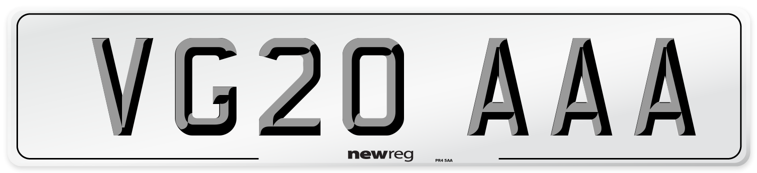 VG20 AAA Number Plate from New Reg